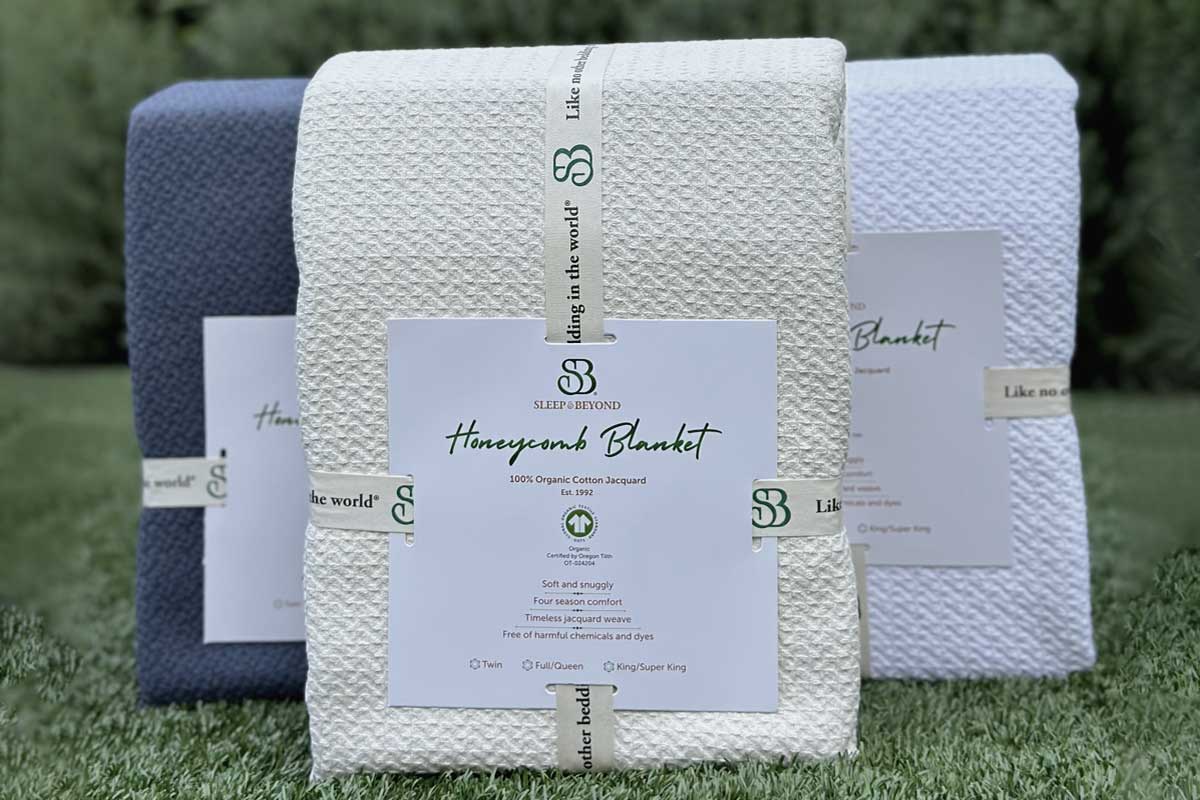 Organic Cotton Honeycomb Jacquard Blanket by Sleep & Beyond