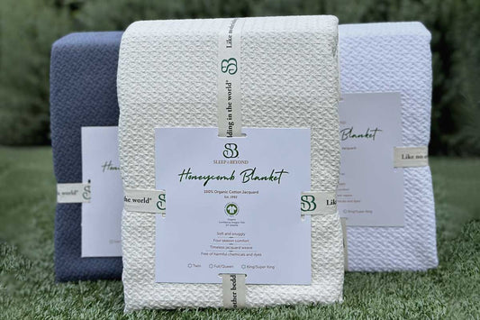Organic Cotton Honeycomb Jacquard Blanket by Sleep & Beyond