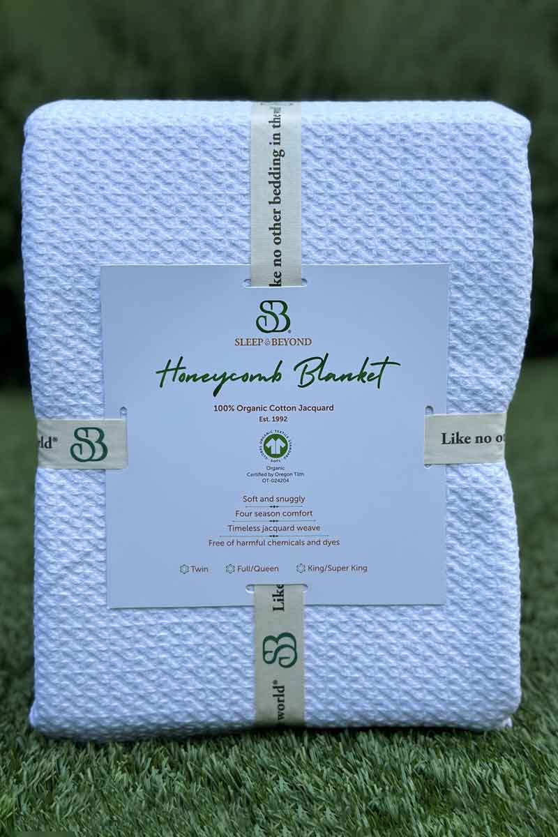 Organic Cotton Honeycomb Jacquard Blanket by Sleep & Beyond