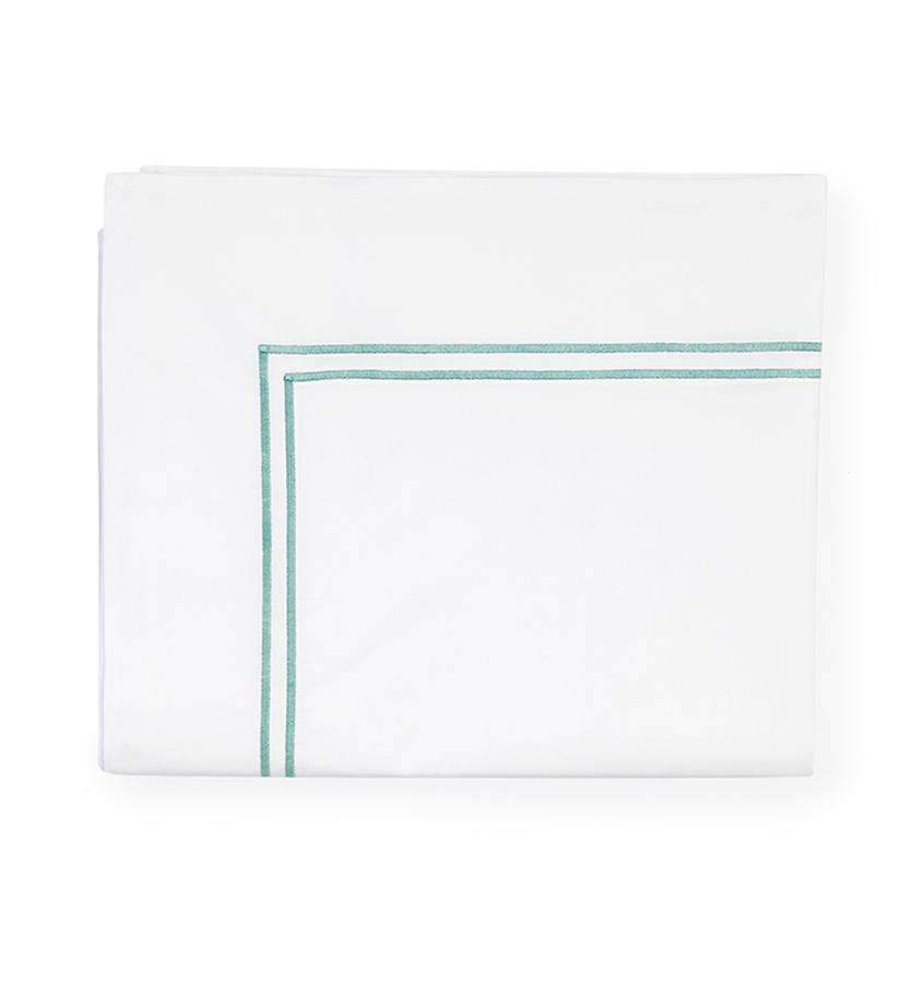 Flat Sheets Grande Hotel Flat Sheet by Sferra Twin 74x114 / White/Aqua Sferra