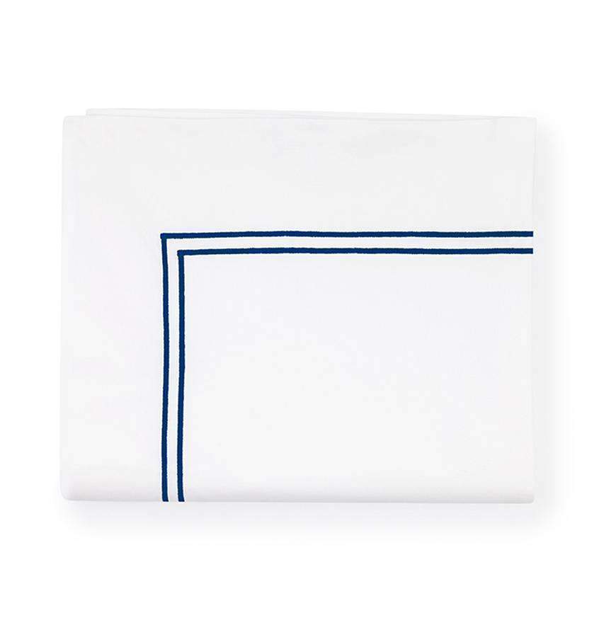 Flat Sheets Grande Hotel Flat Sheet by Sferra Twin 74x114 / White/Navy Sferra
