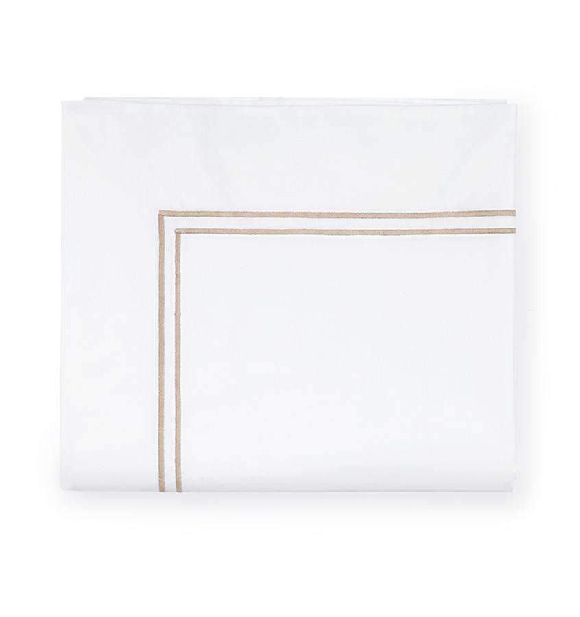 Flat Sheets Grande Hotel Flat Sheet by Sferra Twin 74x114 / White/Taupe Sferra