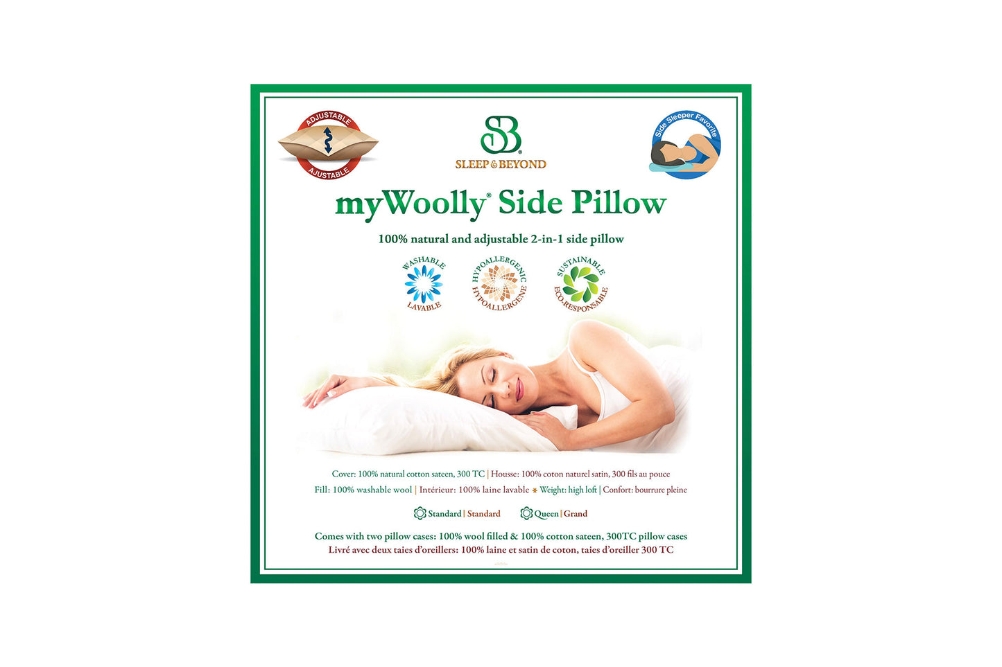 myWoolly® Side Pillow by Sleep & Beyond