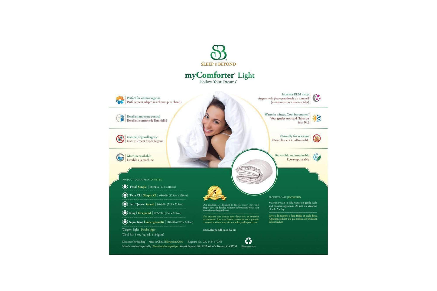 Comforters myComforter™ Light by Sleep & Beyond Sleep & Beyond
