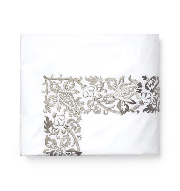 Flat Sheets Saxon Flat Sheet by Sferra Queen 96x114 / White/Grey Sferra