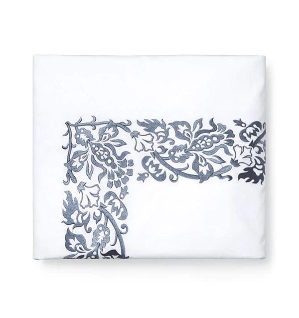 Flat Sheets Saxon Flat Sheet by Sferra Queen 96x114 / White/Indigo Sferra