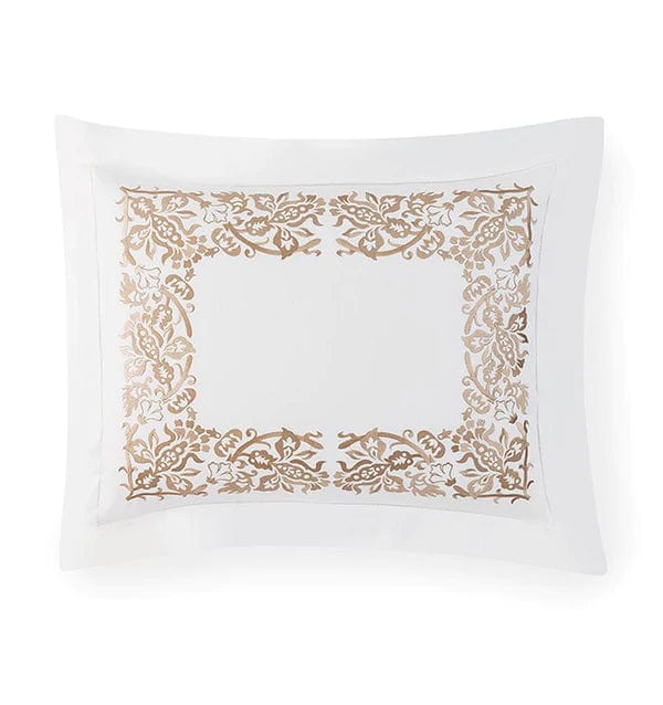 Shams Saxon Sham by Sferra Euro 26x26 / White/Champagne Sferra
