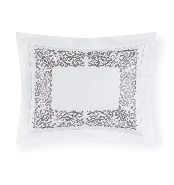 Shams Saxon Sham by Sferra Euro 26x26 / White/Grey Sferra